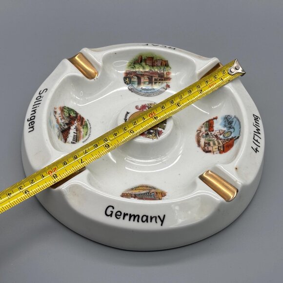 Vintage Sollingen Germany Ceramic Souvenir Ashtray with Gold Trim and Landmarks - Picture 5 of 5